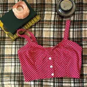 American-vintage Women's Red and White Blouse